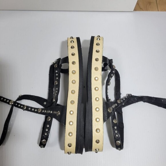 A.S.98 metal rock stud leather wrap platform sandals size 7 - Picture 6 of 12